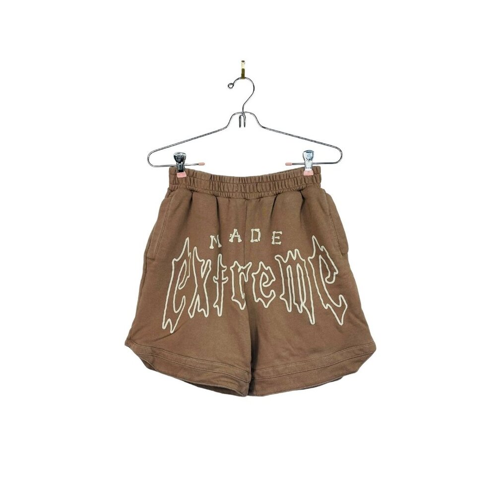 Made Extreme Japanese Street Wear Shorts Brown Graphic Size Medium